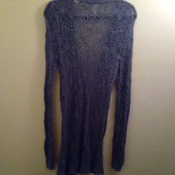 Womans S Aeropostale Blue Cardigan Sweater Open Front Lightweight OpenKnit VNeck - Picture 4 of 4